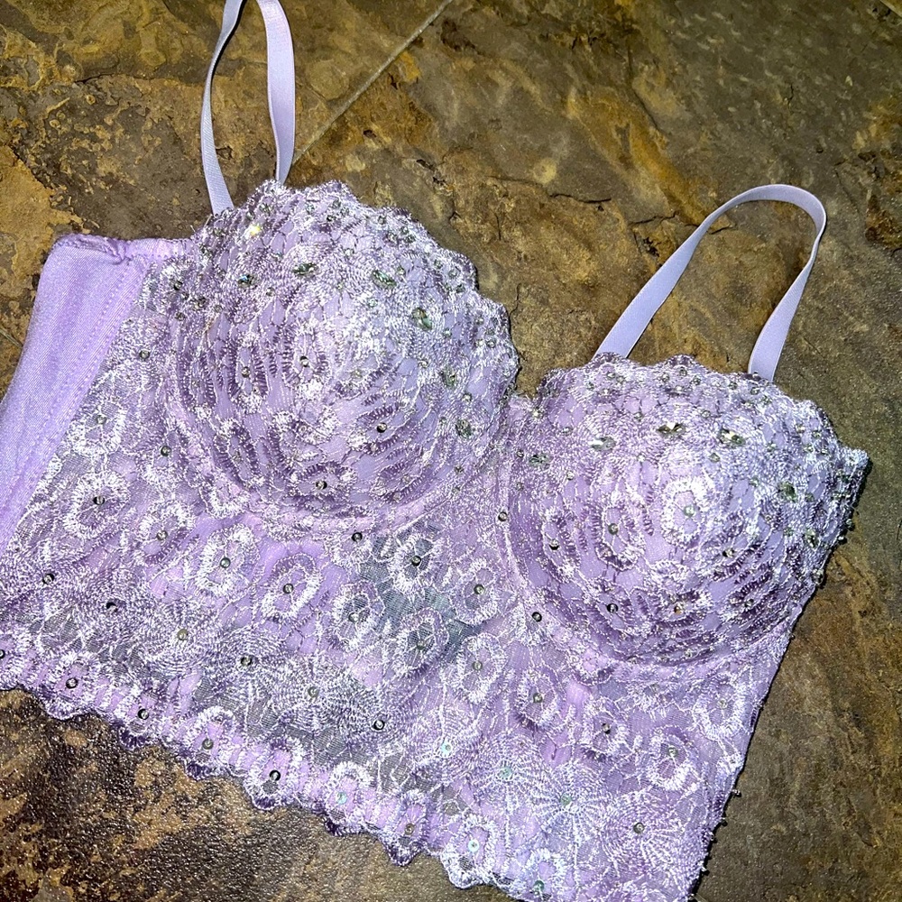 Purple Rhinestone Bralette